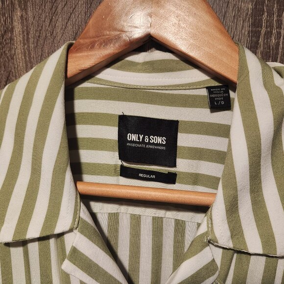 Only & Sons short sleeve summer shirt green stripes - Picture 2 of 6